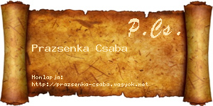 Prazsenka Csaba névjegykártya